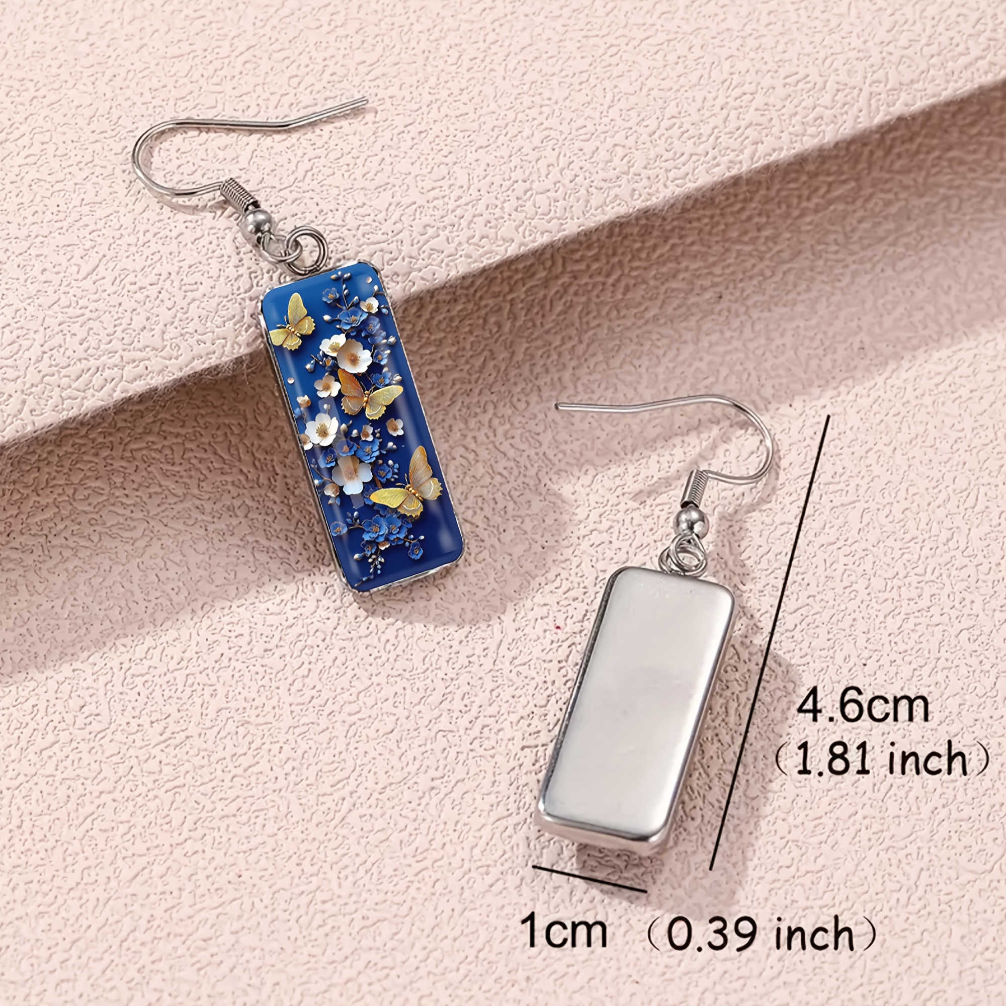 Women's Blue and Golden Gradient Butterfly Long Earrings